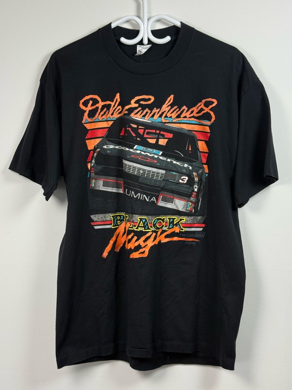 Vintage 1990 Dale Earnhardt Black Magic Sports Image T-Shirt size XL made in 🇺🇸